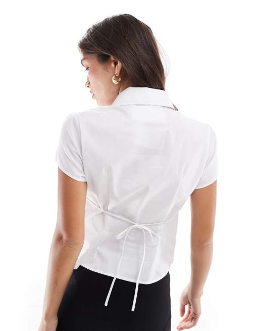 Hollister short sleeve fitted shirt in white | ASOS