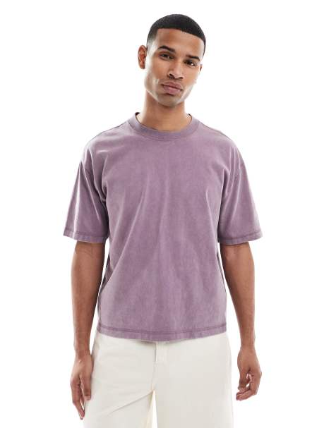 Hollister short sleeve heavyweight cropped t-shirt in purple - view 1