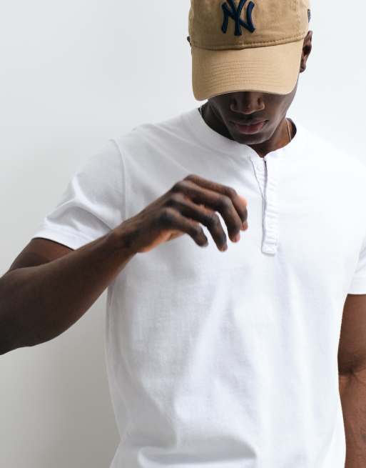 Hollister short sleeve henley t-shirt in white