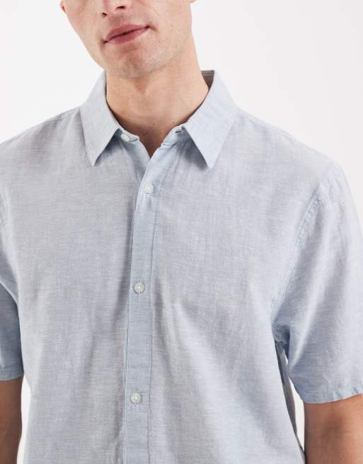 Hollister short sleeve linen blend shirt in blue, 5 of 5