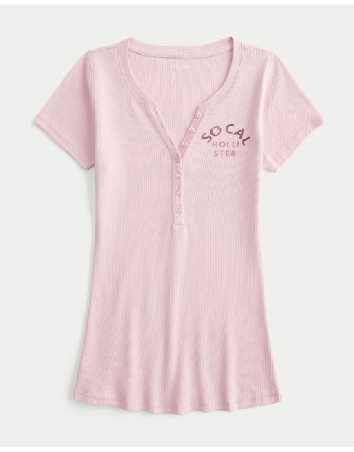 Hollister Short-sleeve logo graphic henley in matcha