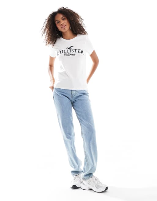 Hollister short sleeve logo t-shirt in off white, 2 of 4