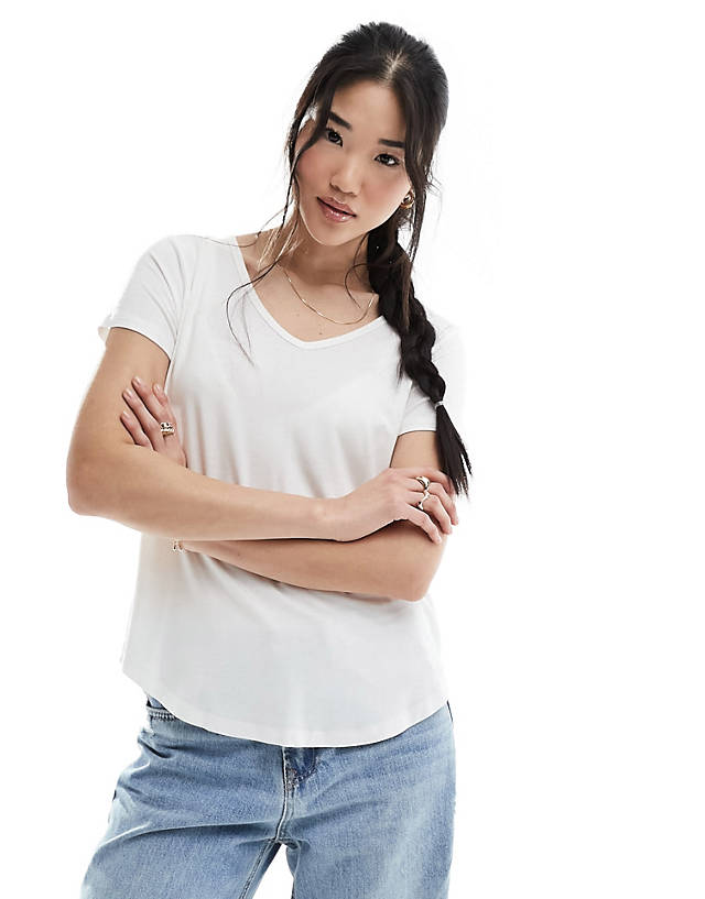 Hollister - short sleeve logo v-neck t-shirt in white