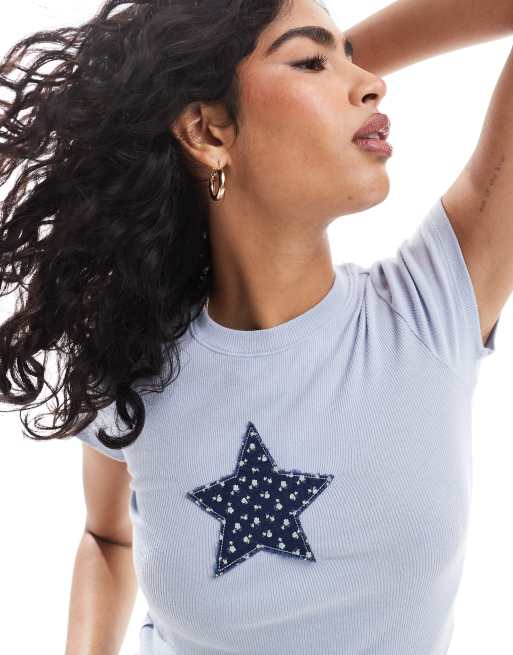 Hollister blue t shirt discount