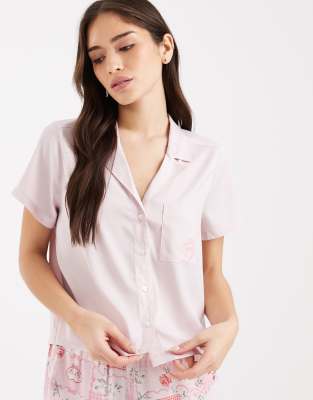 Hollister Short Sleeve Pajama Shirt In Pink