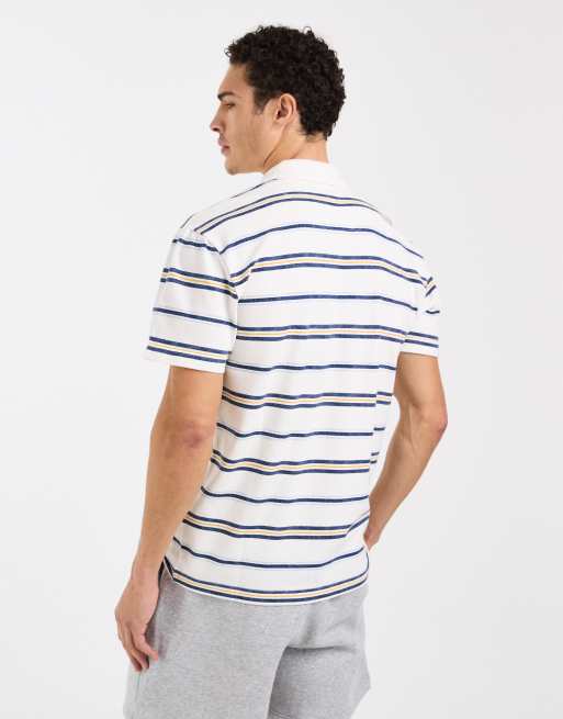 Hollister short sleeve polo in white and blue stripe, 3 of 5