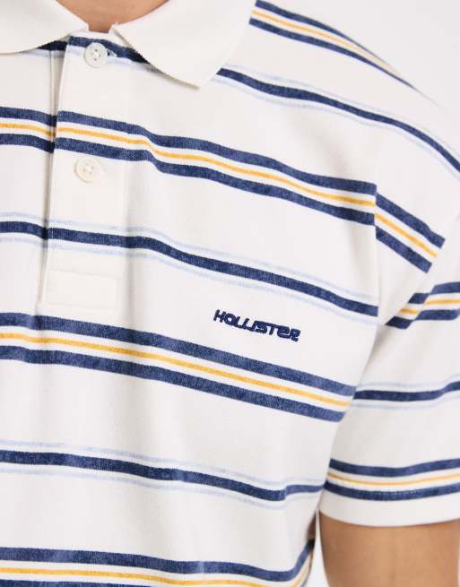 Hollister short sleeve polo in white and blue stripe, 5 of 5