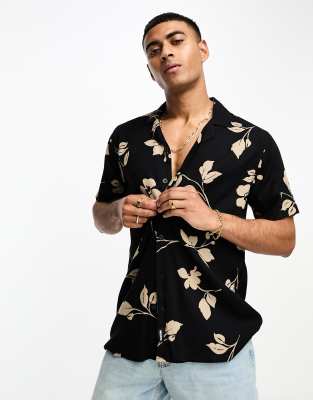 Hollister short-sleeved rayon bandana print shirt in white