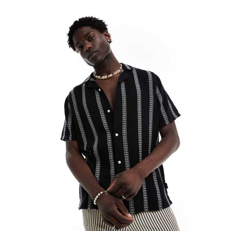 Hollister black and white striped shirt store