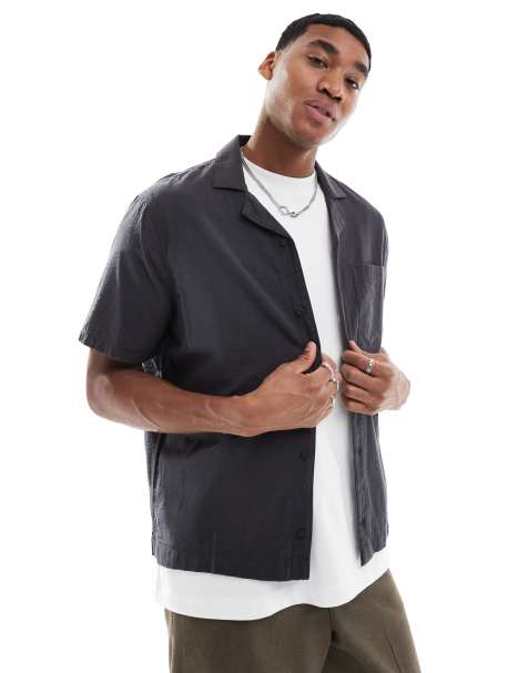 Hollister short sleeve textured shirt in black - view 1