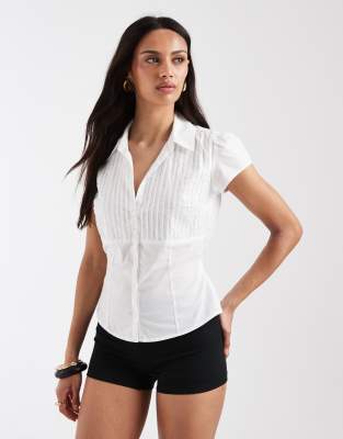 Hollister Short Sleeve Tie Back Shirt In Multi