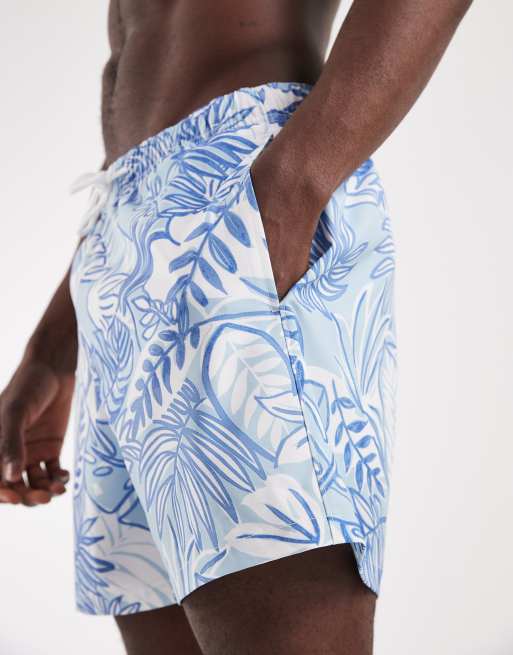 Hollister short swim shorts in blue leaf print, 4 of 5