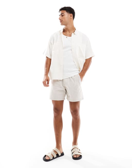 Hollister - Short texturé en lin - Beige