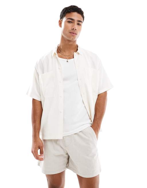Hollister – Shorts aus strukturiertem Leinen in Beige, 3 von 5