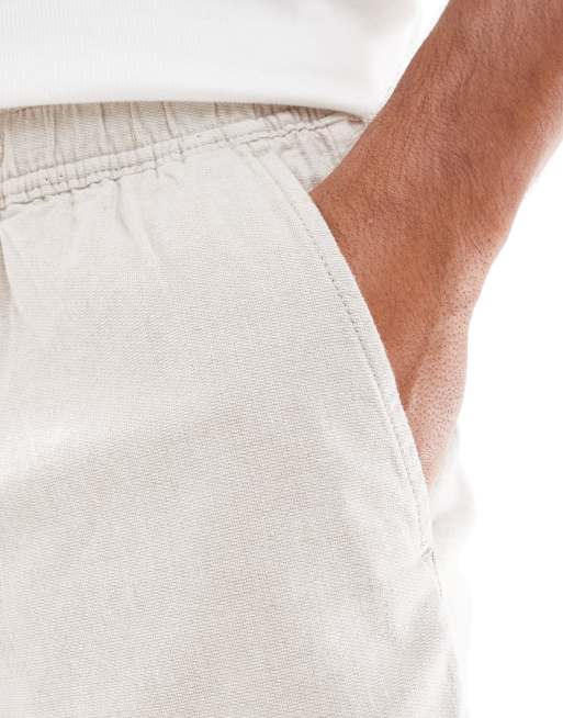 Hollister – Shorts aus strukturiertem Leinen in Beige, 4 von 5