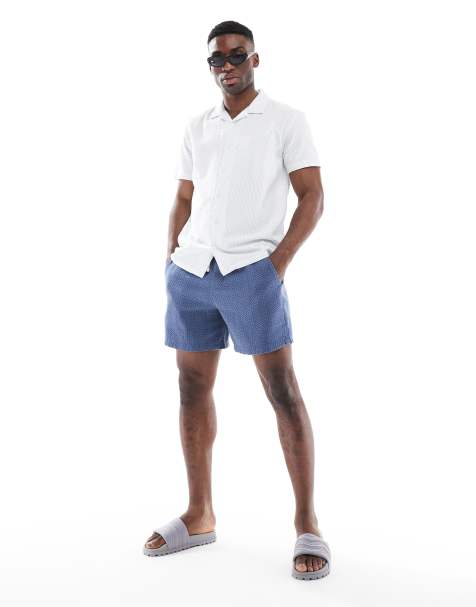 Hollister – Shorts aus strukturiertem Leinen in Dunkelblau - view 1