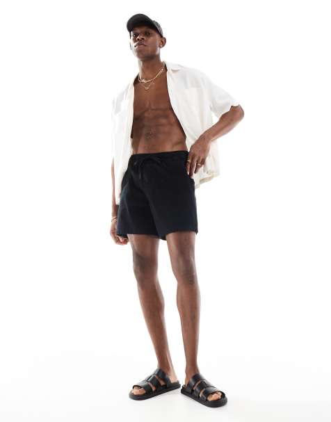Hollister – Shorts aus strukturiertem Leinen in Schwarz - view 1