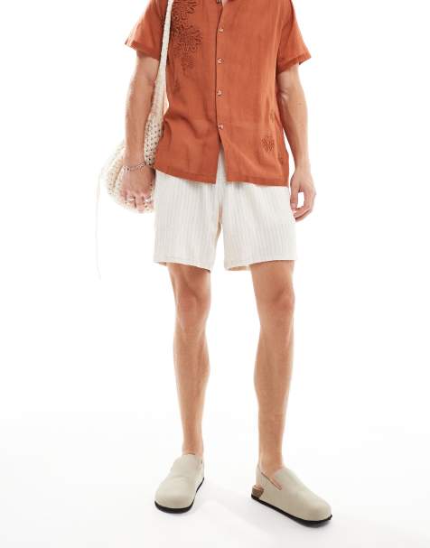 Hollister – Shorts in Hellbraun gestreift mit Kordelzug - view 1