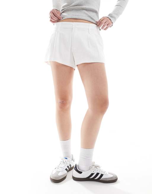 Hollister - Shorts van linnenmix met lage taille in wit