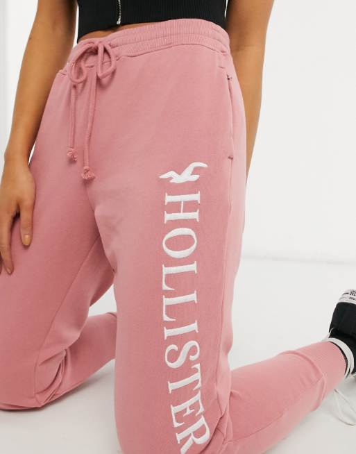 Hollister Pants Small Adult Pink Joggers Sweatpants Pockets Logo Stretch  Womens 