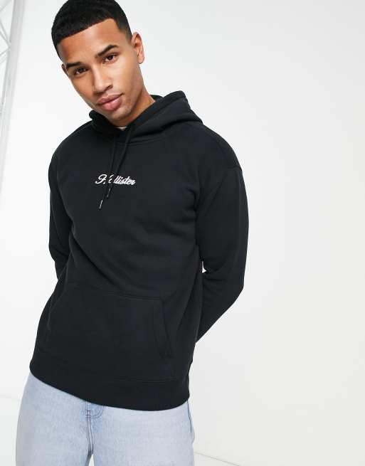 Hollister signature script logo hoodie in black