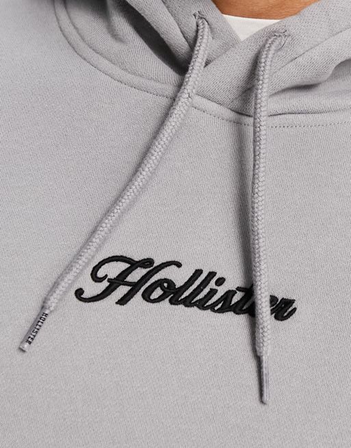 Hollister signature script logo hoodie in grey