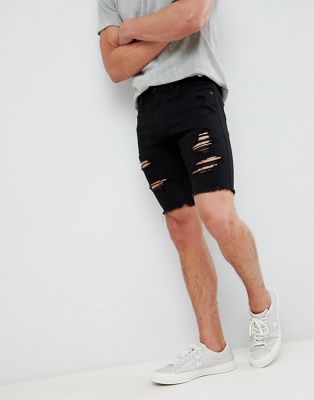 hollister black jean shorts