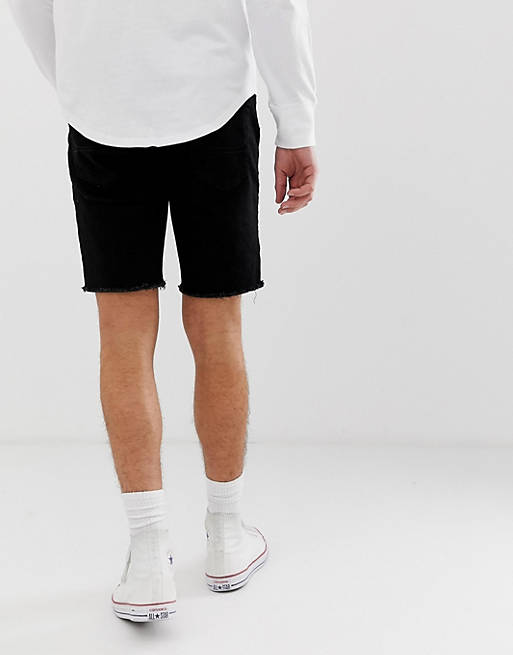 Hollister skinny fit denim shorts in black | ASOS
