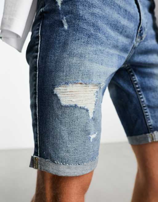 Ripped jean shorts mens hollister hot sale