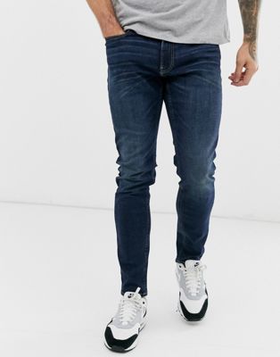 Hollister - Skinny-fit jeans met donkere wassing-Blauw
