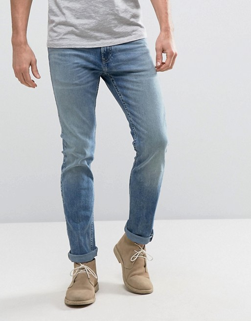 Hollister Skinny Jeans Mid Wash with Knee Slits Distress