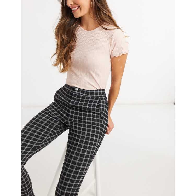 Hollister ultra high rise tapered trouser in black plaid