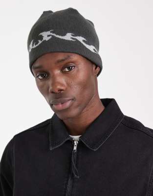 Hollister Hollister skull beanie in dark grey-Brown