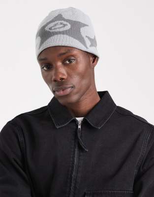 Hollister Hollister skull beanie in star print grey-Multi