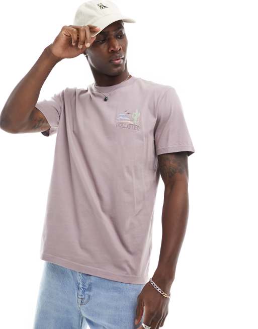 Hollister – Skymningslila t-shirt med handgjord logga
