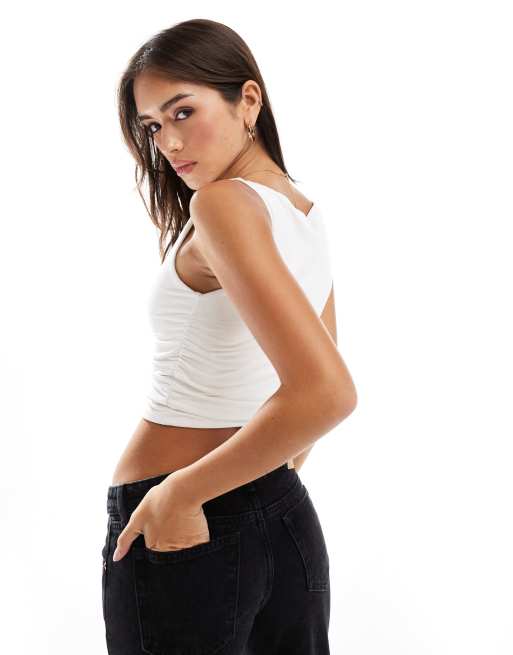 Hollister slash neck seamless tank top in off white, 2 of 4