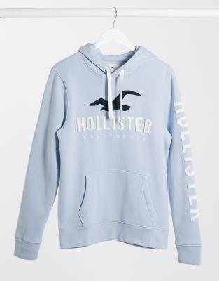 Hollister sleeve logo hoodie in light 