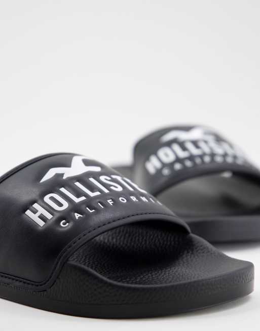 Hollister Slider in Schwarz mit Markenlogo exklusiv bei ASOS