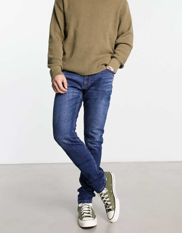 Hollister slight distressed skinny fit jeans in dark wash