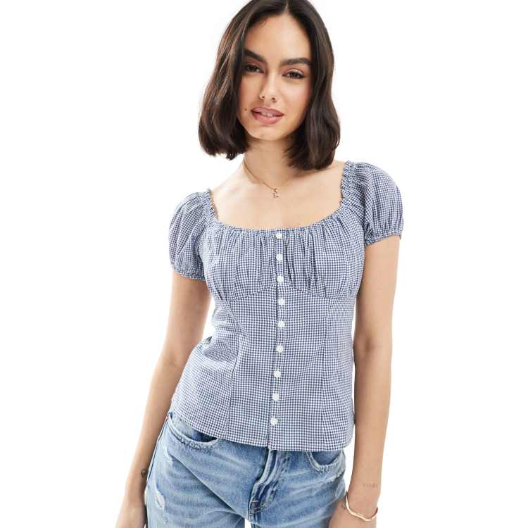 Ameri／CHECK PUFF SLEEVE TOP top-check-gingham-puff-sleeve-