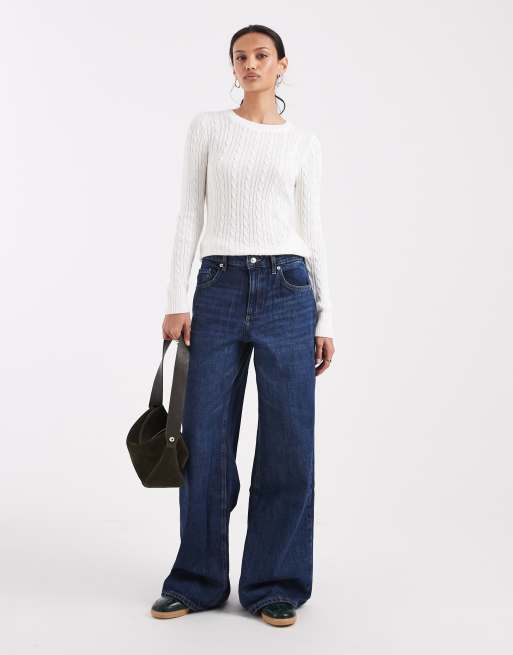 Hollister slim cable knit sweater in white, 2 of 4