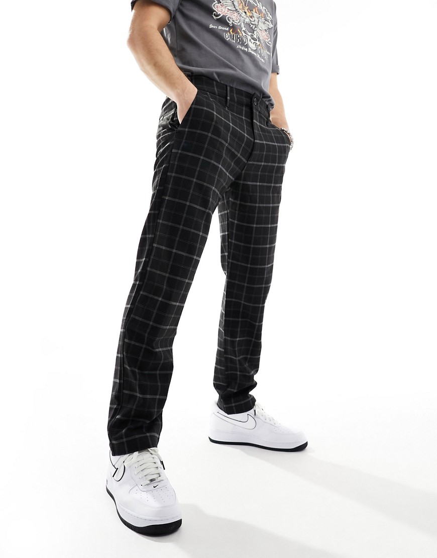 Hollister slim fit check chinos in black