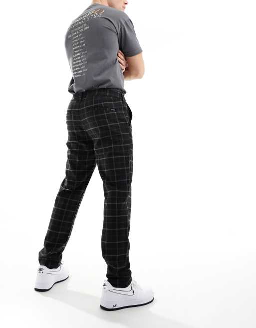 Hollister slim fit check chinos in black