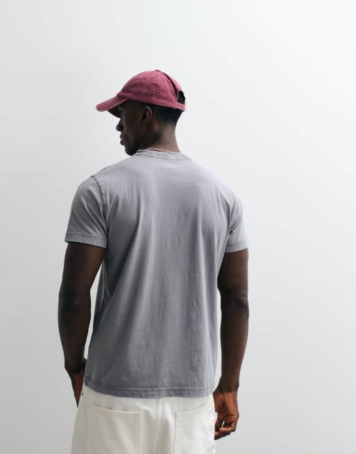 Hollister slim fit icon logo crew neck t-shirt in washed grey, 6 of 6