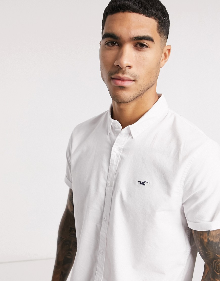 Hollister - Slim-fit overhemd met korte mouwen in wit
