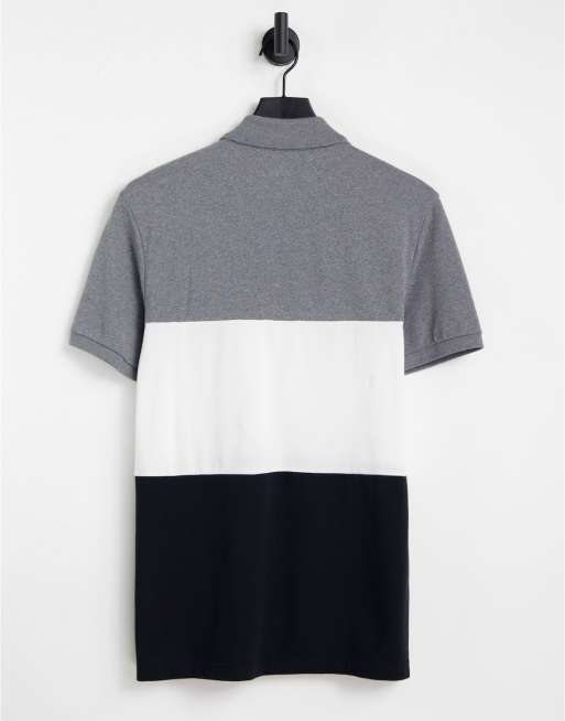 Hollister slim fit polo in grey white black chest block with logo ASOS
