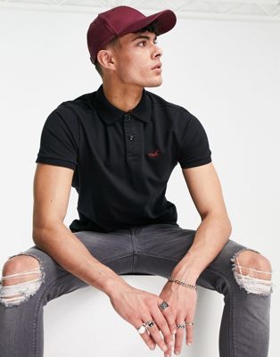 Hollister slim fit polo shirt in black with logo
