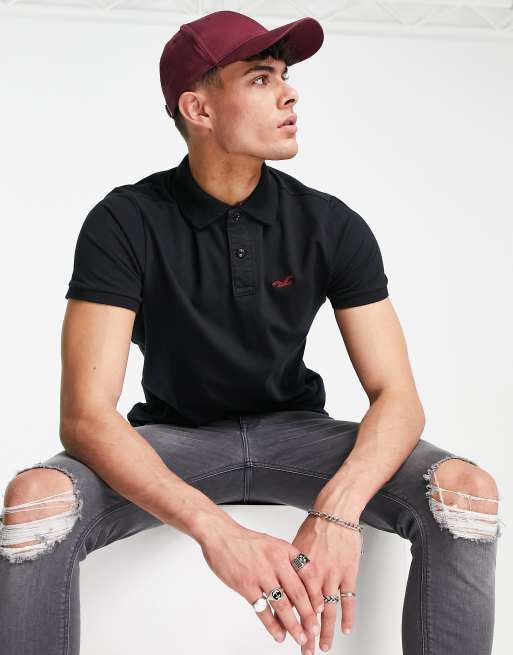 Hollister black polo shirt online