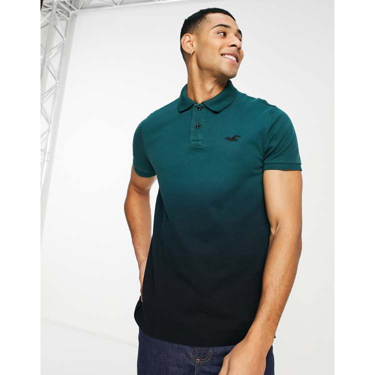 Hollister slim fit polo shirt in green ombre with logo ASOS