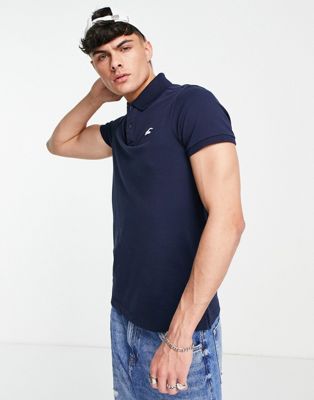 Hollister slim fit polo shirt in navy with logo - ASOS Price Checker